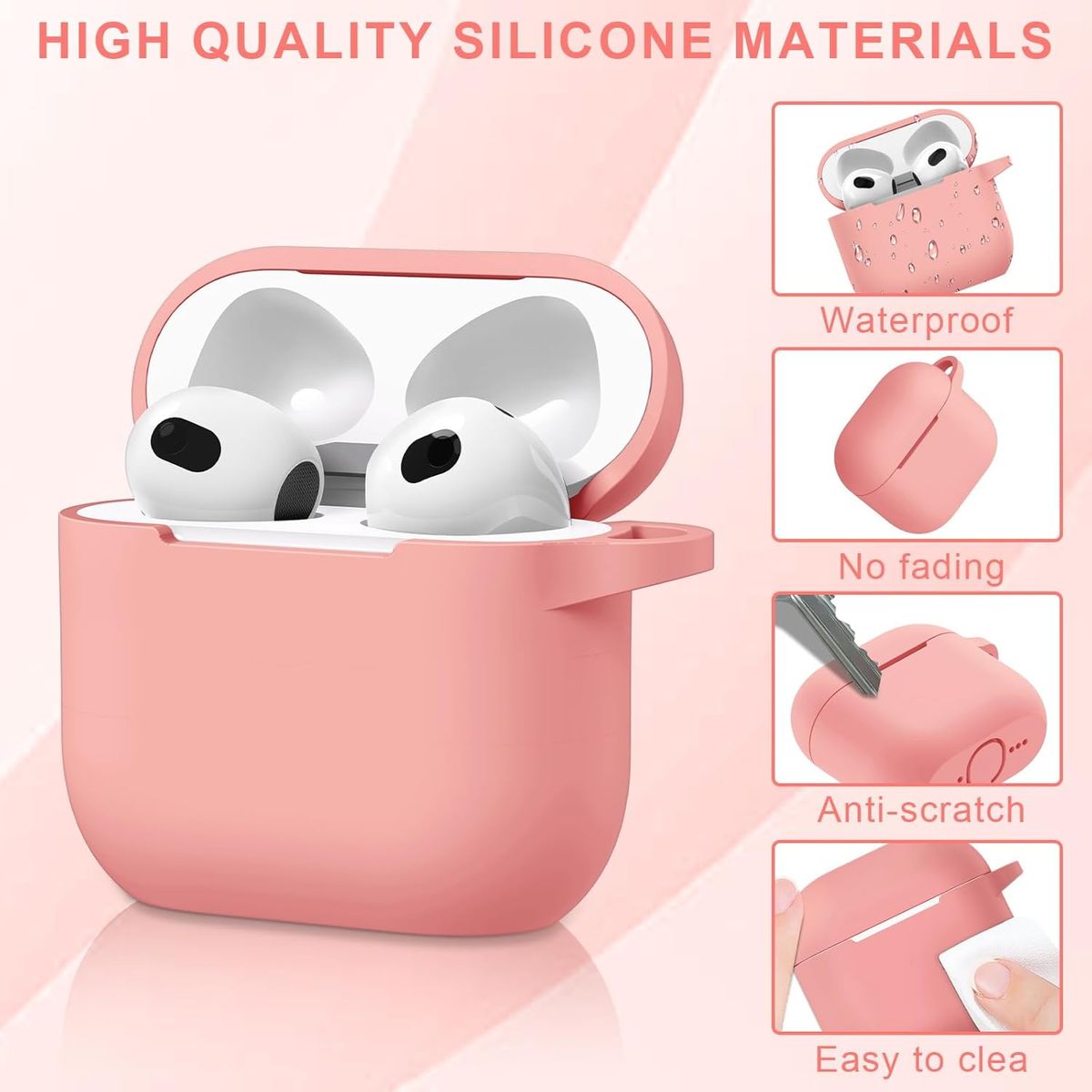GENERICO - Funda protectora de silicona AirPods 4 - Rosado