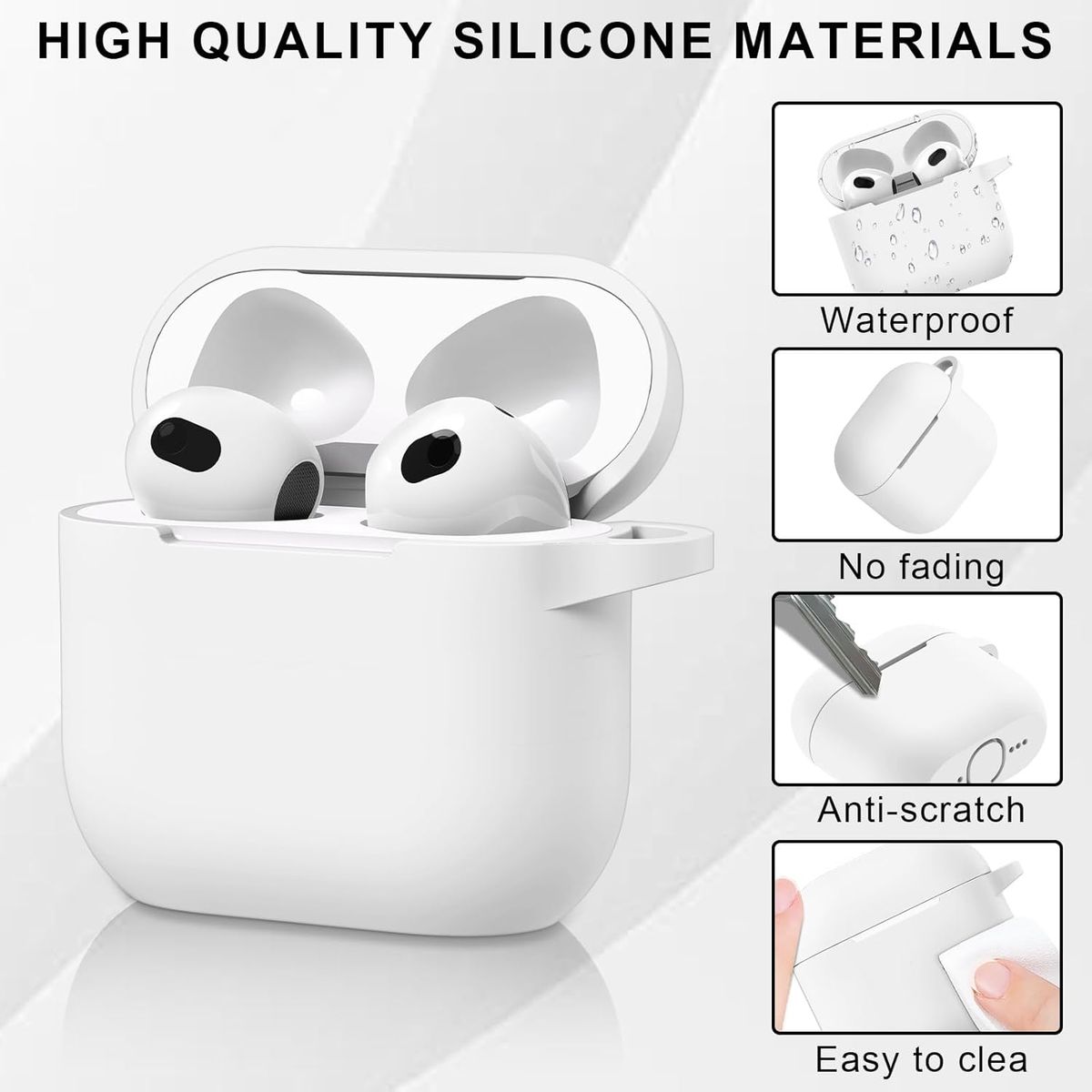 GENERICO - Funda protectora de silicona AirPods 4 - Blanco