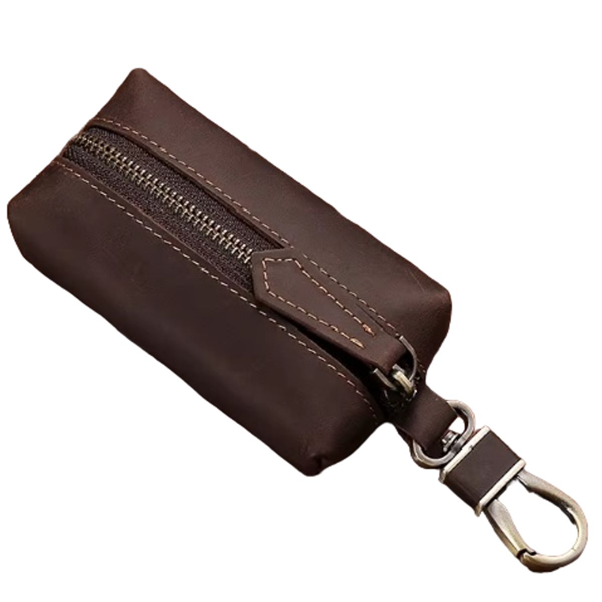 GENERICO - Llavero de Cuero Genuino Cafe