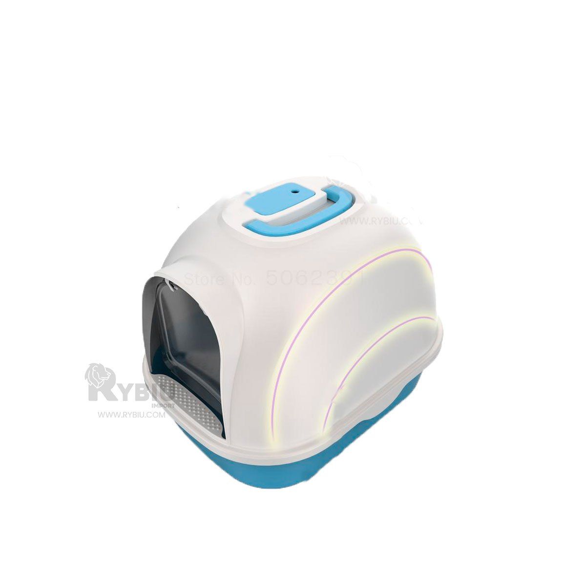 GENERICO - Arenero para Gatos de Menos 13 kg Celeste Y+Papel de Regalo