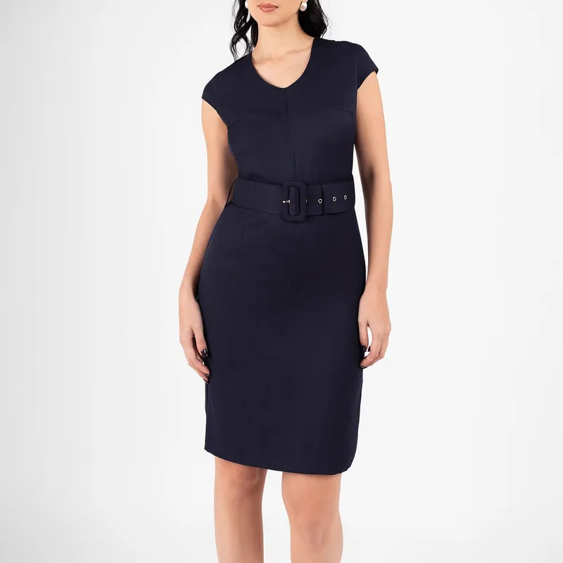 TEILOR - VESTIDO CORTO SASTRE CON CINTURON MUJER