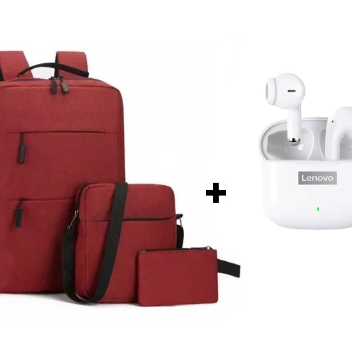 LENOVO - Mochila Doble Cierre Delantero + Audífonos Lenovo LP40 PRO BT Blanco