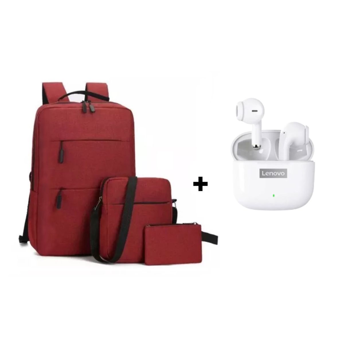 LENOVO - Mochila Doble Cierre Delantero + Audífonos Lenovo LP40 PRO BT Blanco