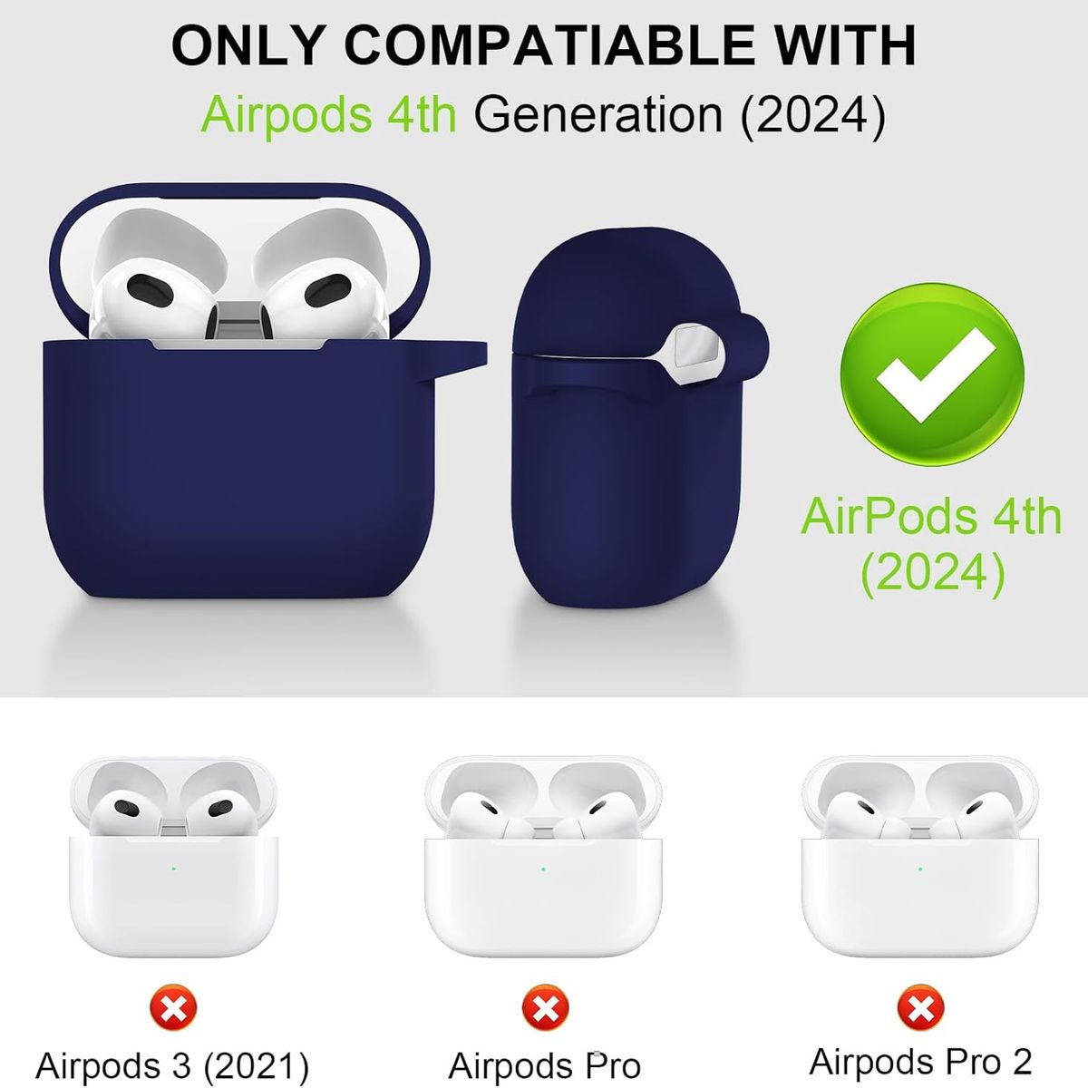 GENERICO - Funda protectora de silicona AirPods 4 - Azul