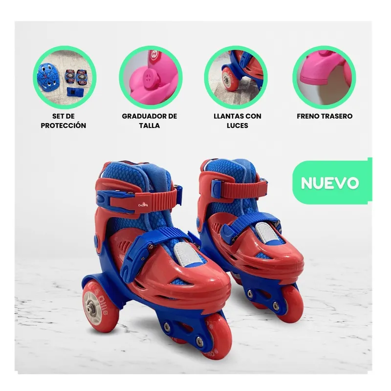 GENERICO - PATINES LINIALES PARA NIÑO RODILLERA Y CASCO 27 al 30