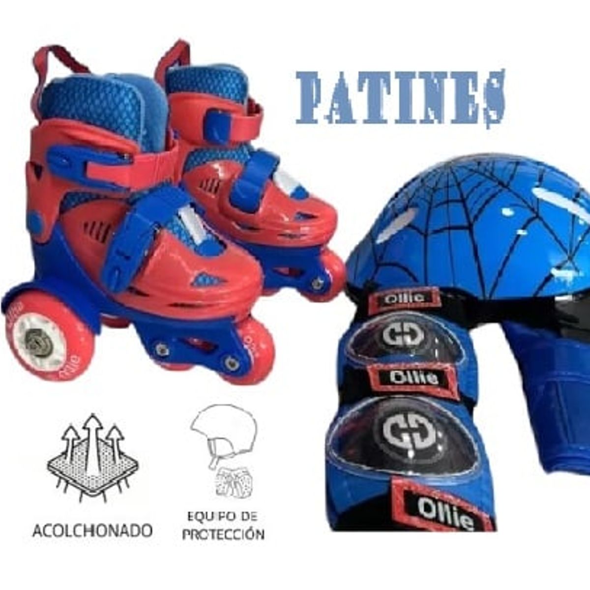 GENERICO - PATINES LINIALES PARA NIÑO RODILLERA Y CASCO 27 al 30