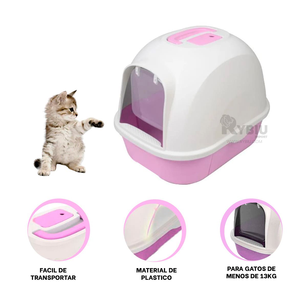 GENERICO - Sanitario para Arena de Gato Lila Y+Banderitas Adhesivas