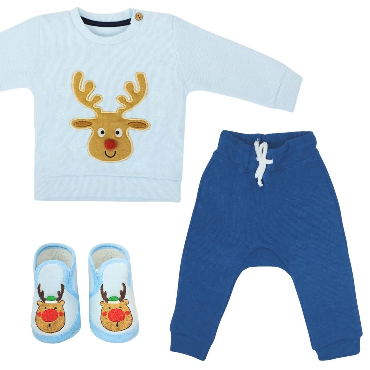 GENERICO - Conjunto Navidad - Reno - Celeste