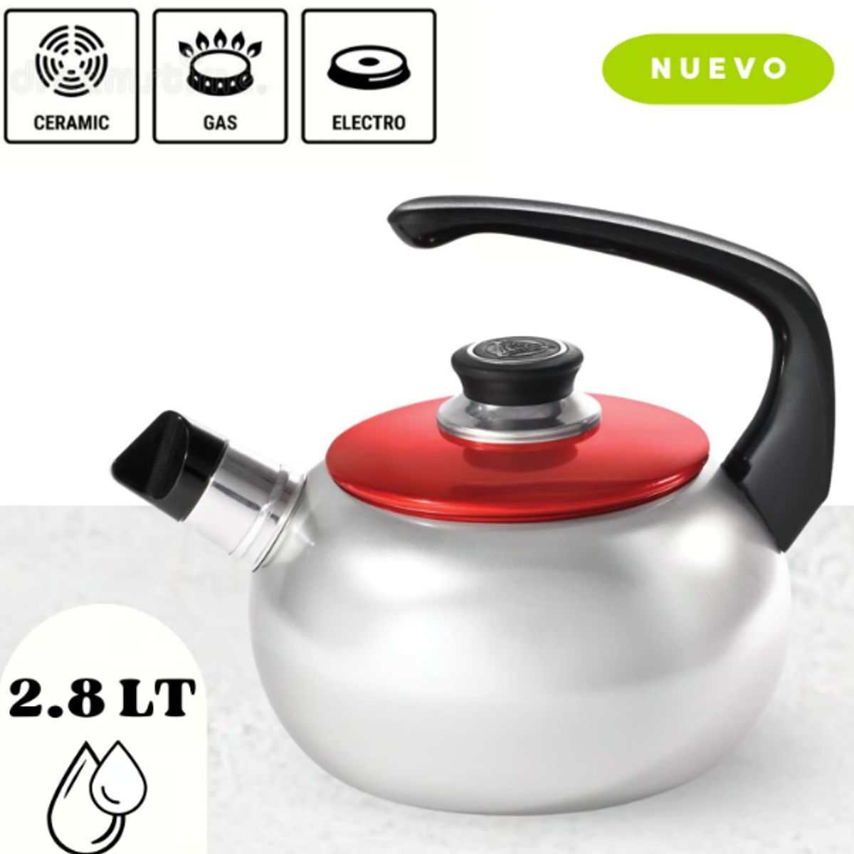 GENERICO - Tetera De Aluminio Bombeada 28lt