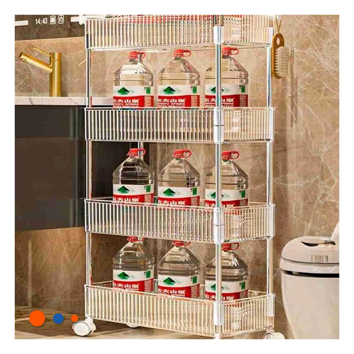 GENERICO - Carrito Laterales de 4 Niveles de 4 Ruedas en Acrilico