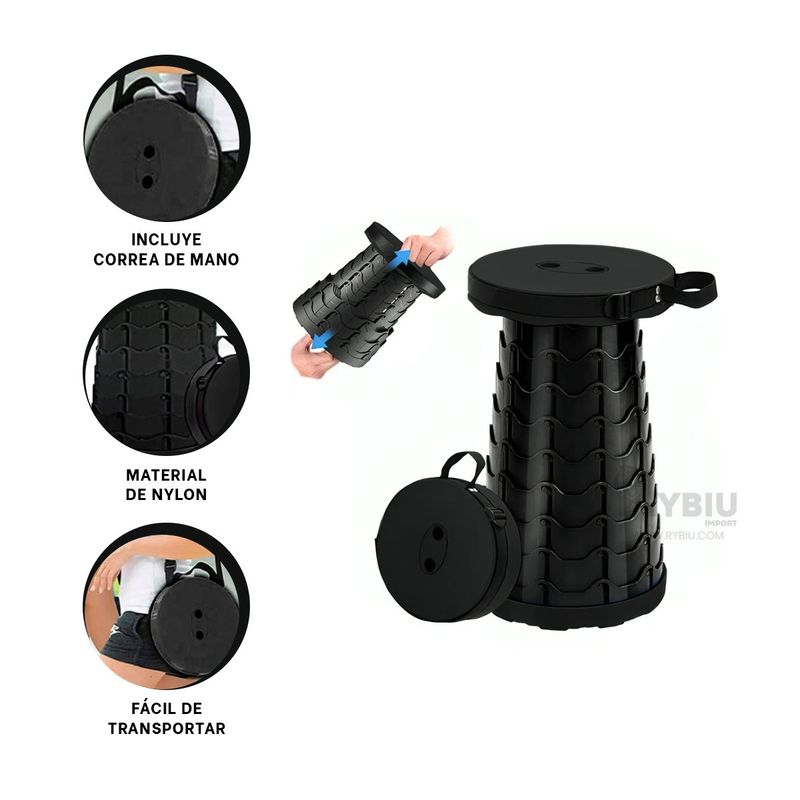 GENERICO - Asiento Desplegable y Util de Color Negro Y+Regalo Agendita