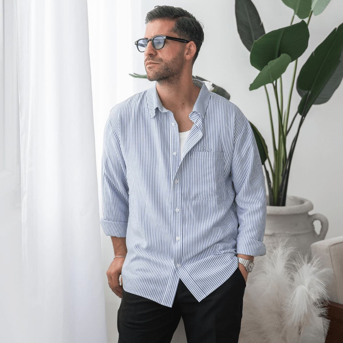 GENERICO - Camisa 100% Algodón Hombre Rayas