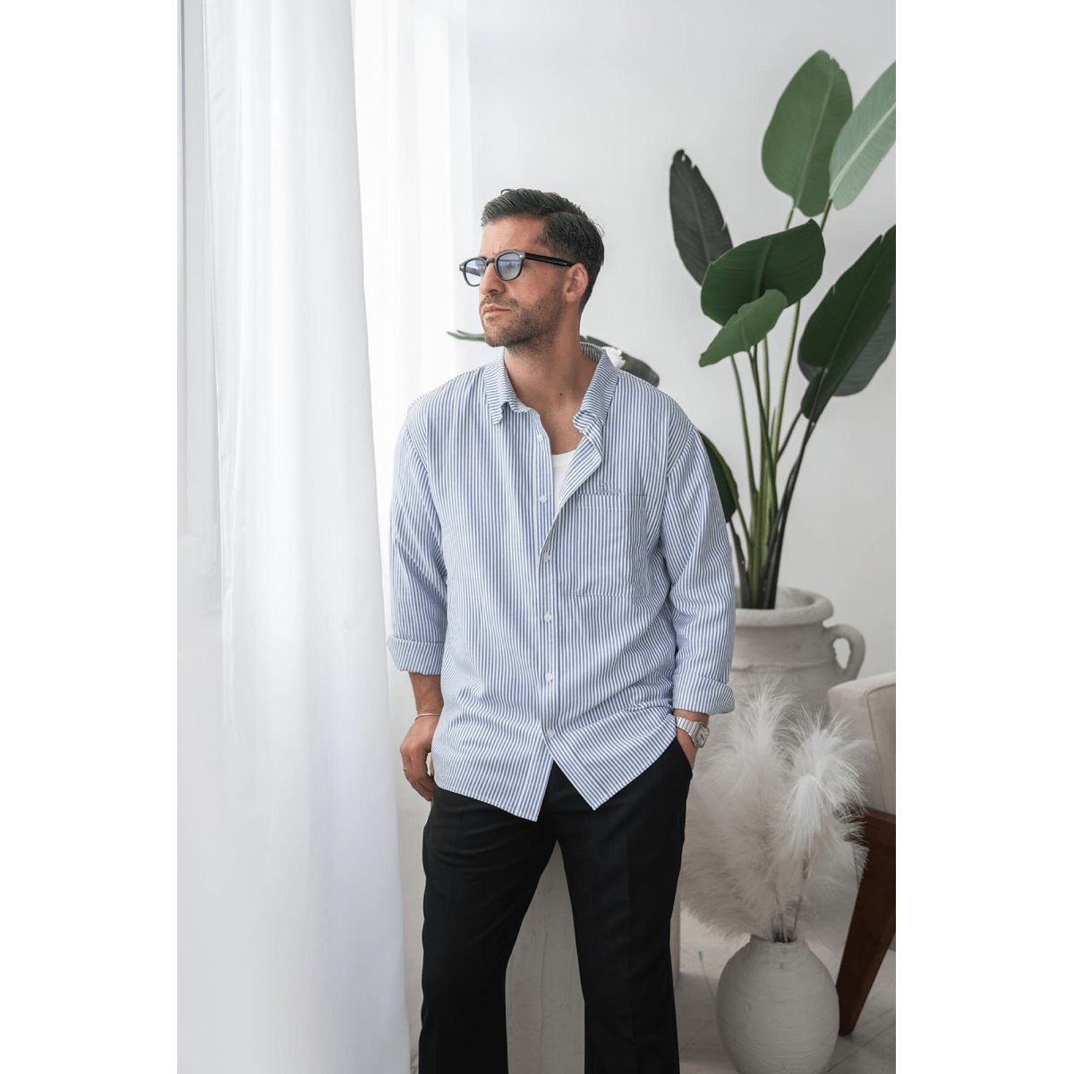 GENERICO - Camisa 100% Algodón Hombre Rayas