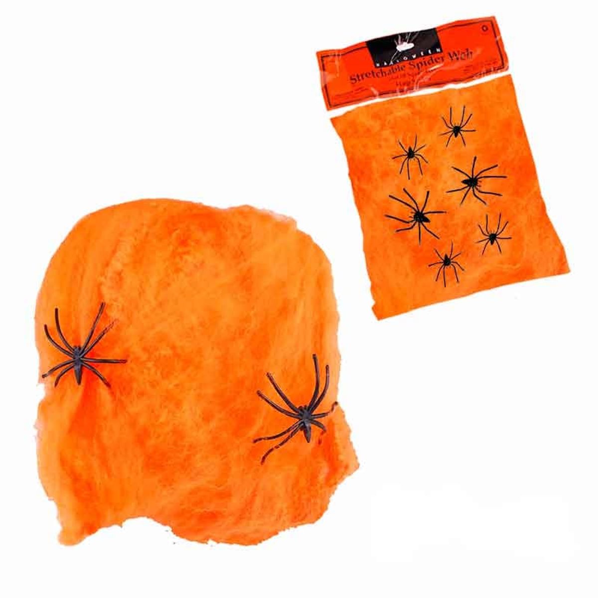 GENERICO - Tela de Araña ARTIFICIAL Color Naranja bolsa de 300gr