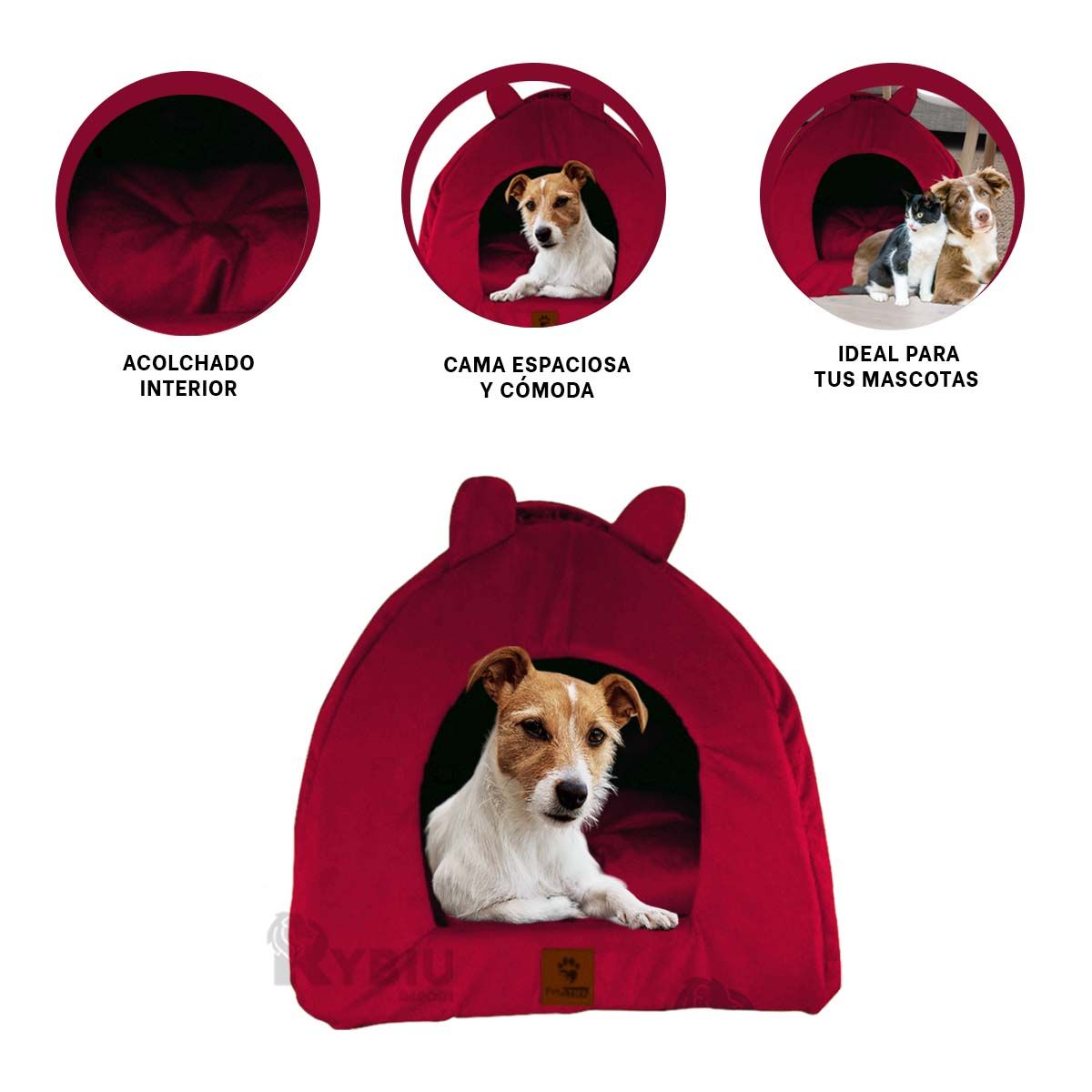 RYBIU IMPORT - Colchon Espacioso de Iglu de Color Guinda Y+Stickers