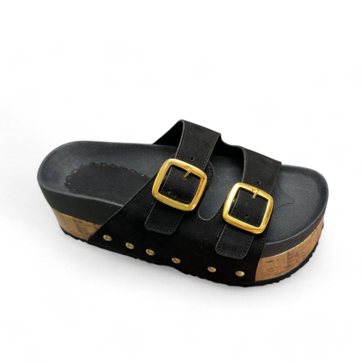 GENERICO - Sandalia Mujer Rough Doble Hebilla 2086L-52 Color Negro