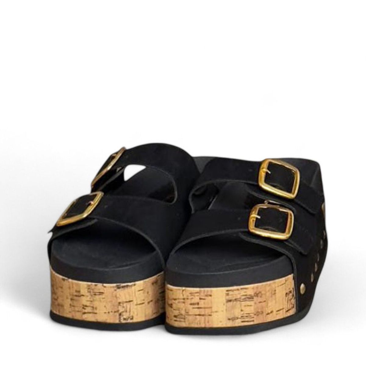 GENERICO - Sandalia Mujer Rough Doble Hebilla 2086L-52 Color Negro