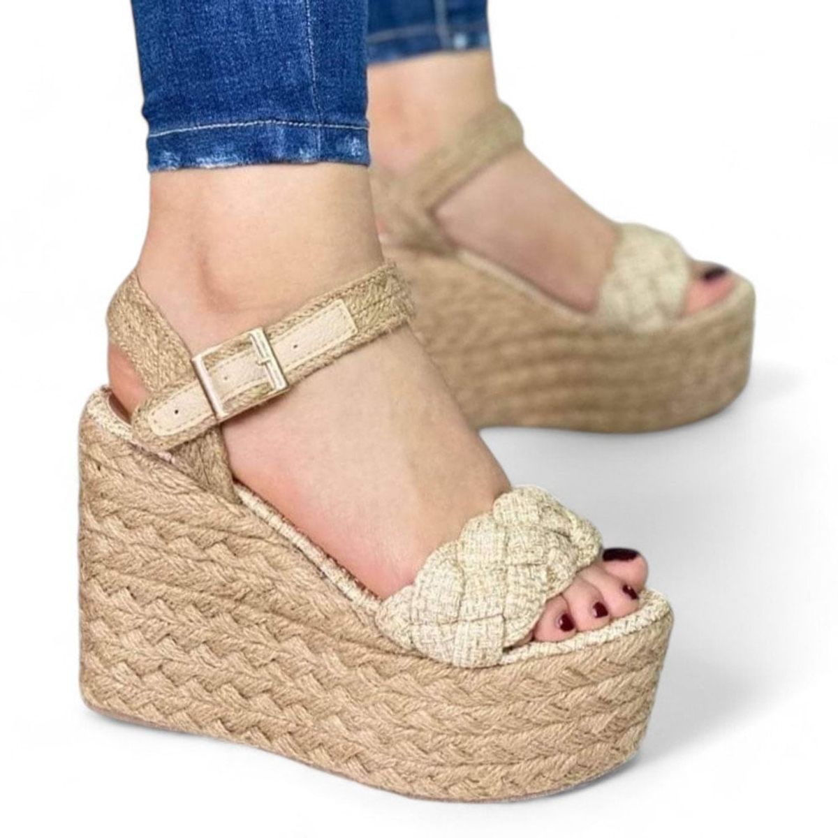 GENERICO - Taco Mujer Plataforma Yute Chic 2086L-55 Color Beige