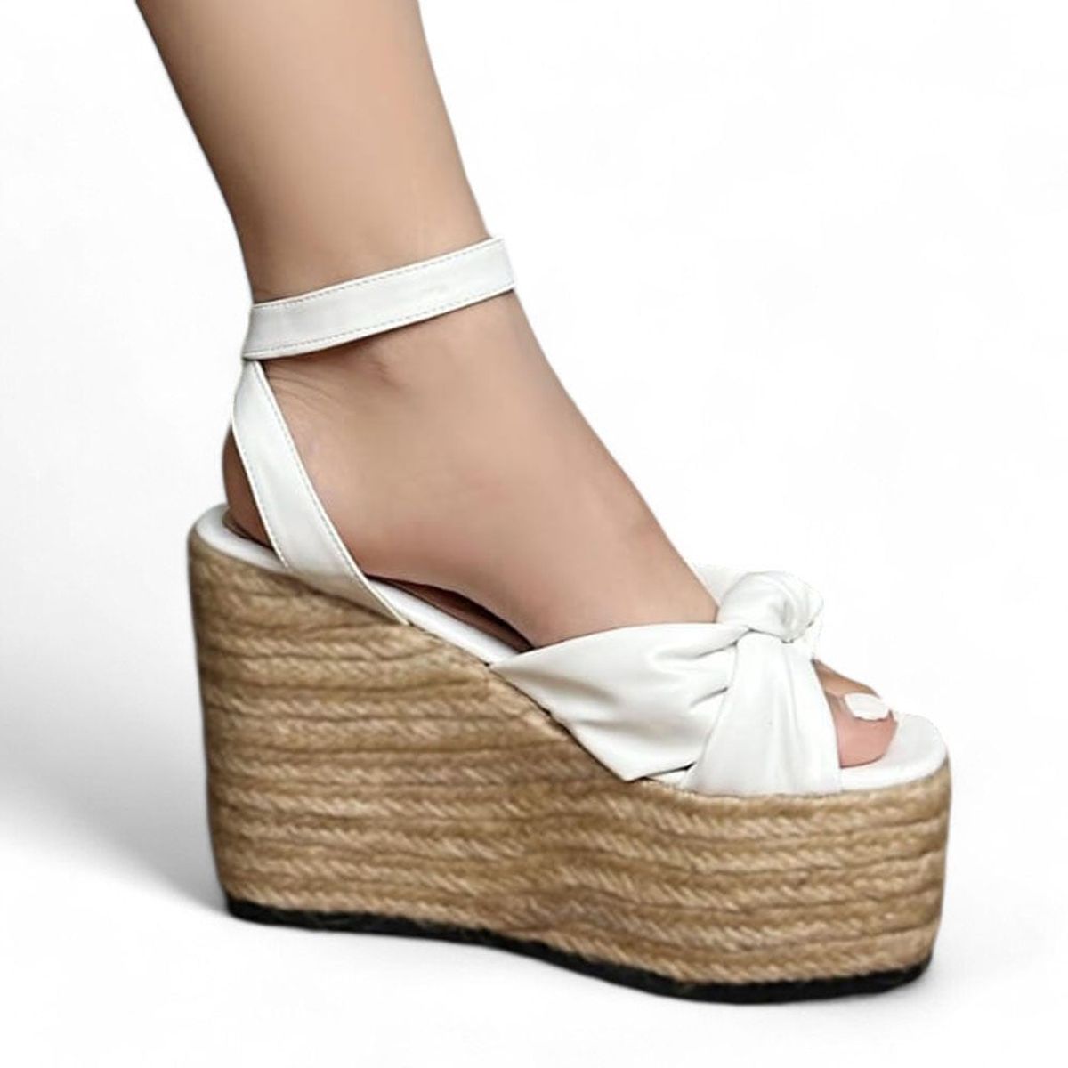 GENERICO - Sandalia Mujer Envuelta 2086L-58 Taco 9 No Pesa Color Blanco