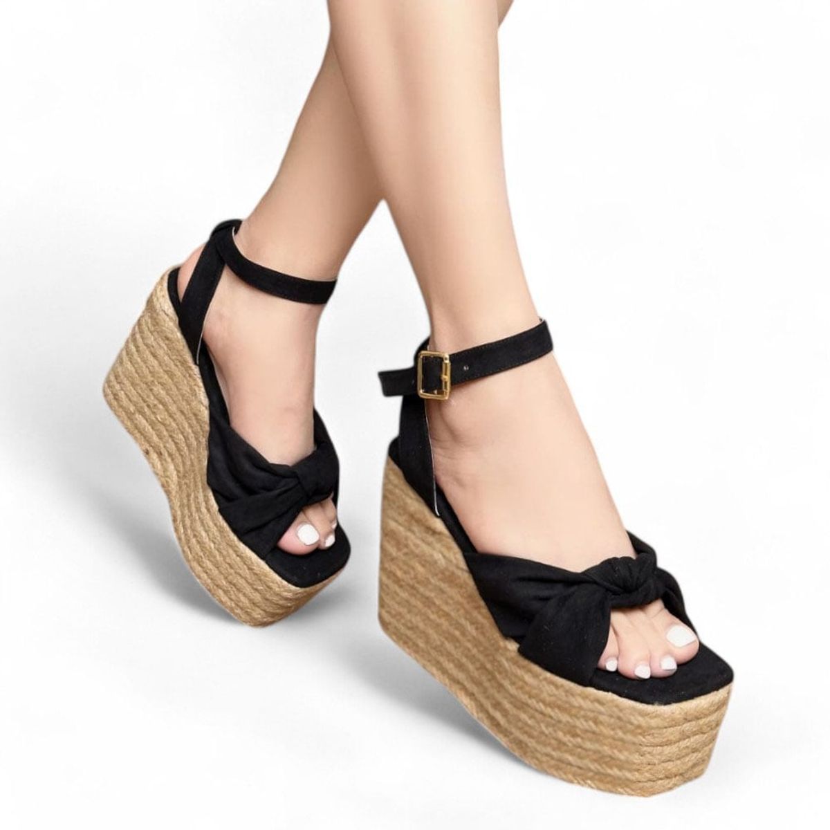 GENERICO - Sandalia Mujer Envuelta 2086L-58 Taco 9 No Pesa Color Negro