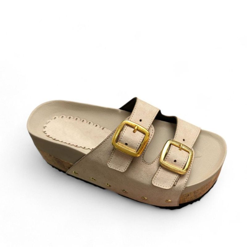 GENERICO - Sandalia Mujer Rough Doble Hebilla 2086L-52 Color Beige