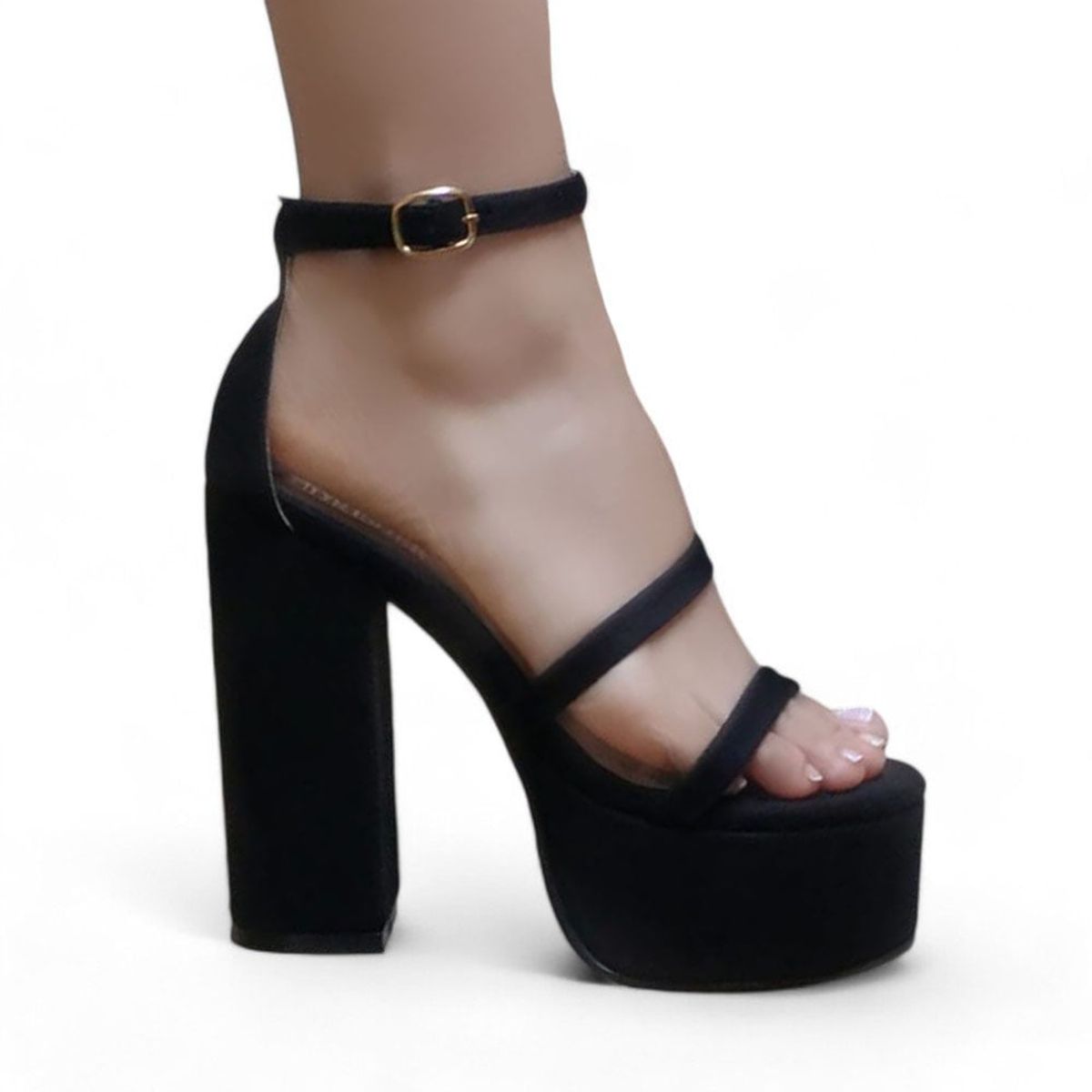 GENERICO - Taco Mujer Free Hebilla Alto 2086L-75 Taco 12 Color Negro