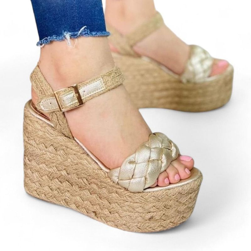 GENERICO - Taco Mujer Plataforma Yute Chic 2086L-55 Color Dorado