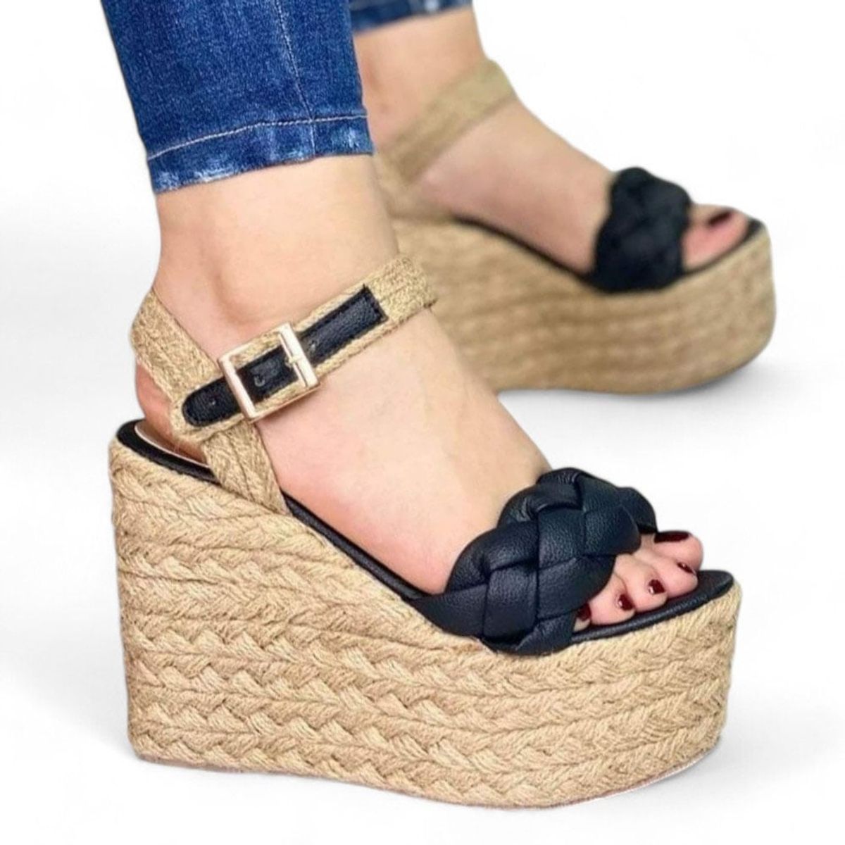 GENERICO - Taco Mujer Plataforma Yute Chic 2086L-55 Color Negro