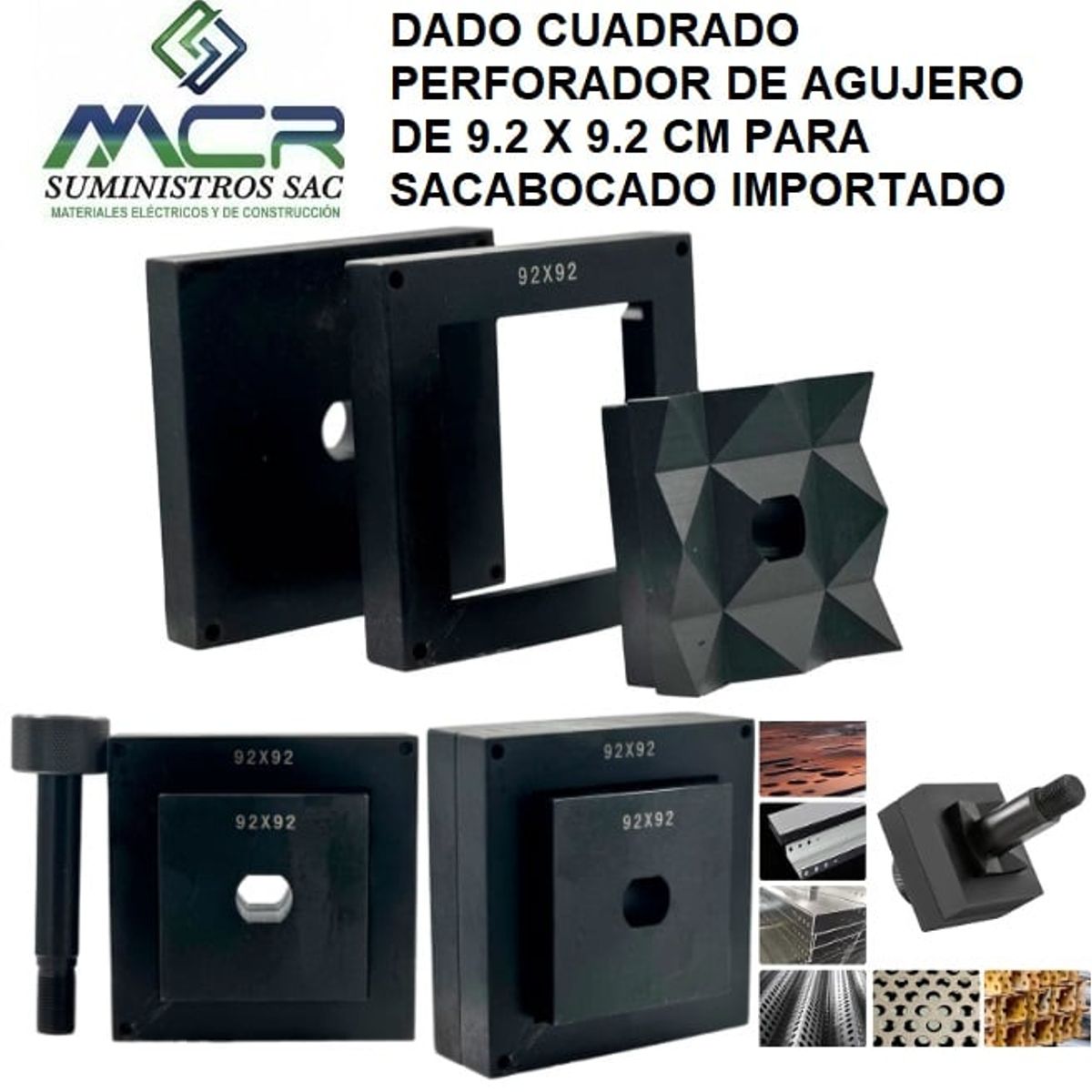 GENERICO - DADO CUADRADO PERFORADOR DE AGUJERO DE 9.2CM X 9.2 CM PARA SACABOCADO