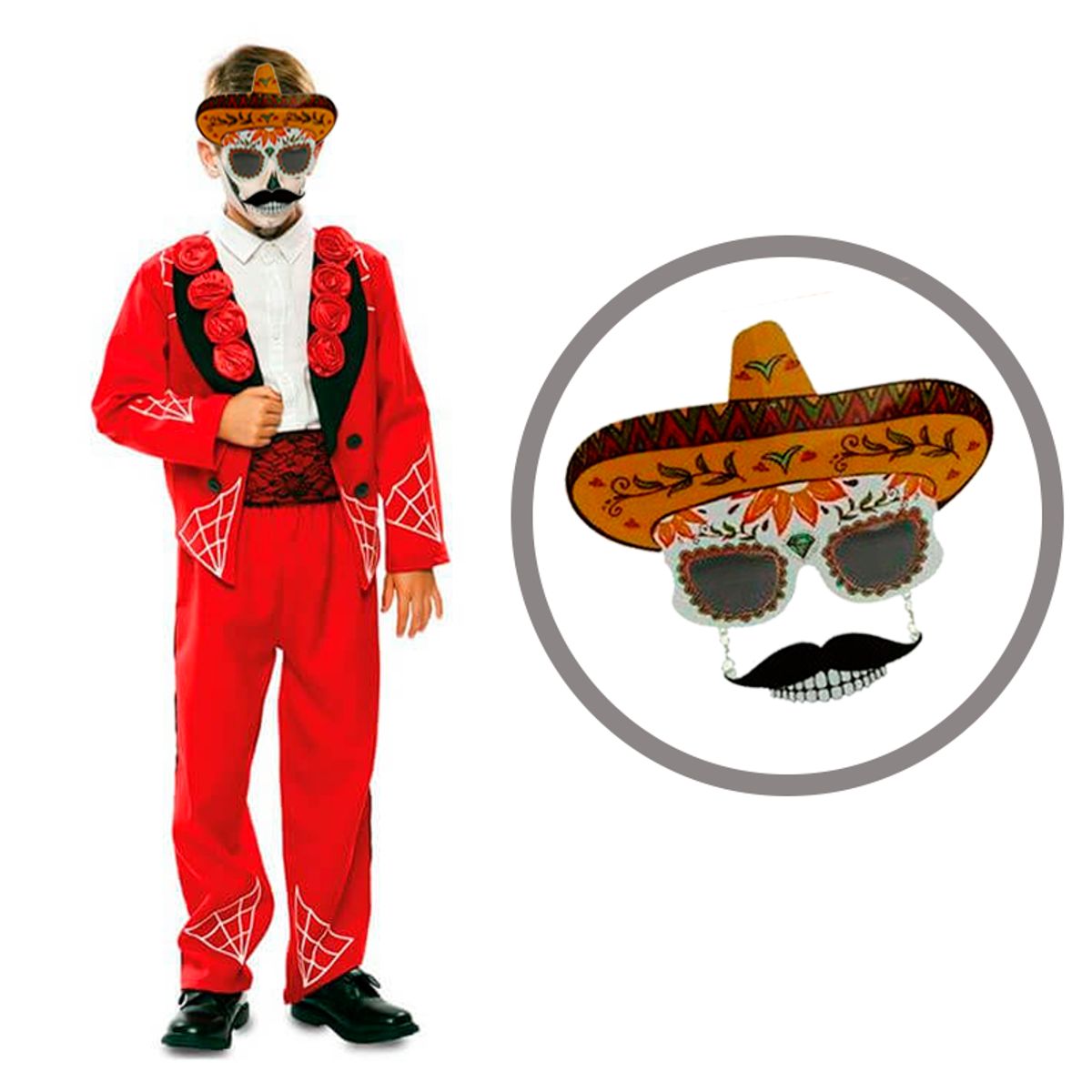 GENERICO - Lentes Catrin Mexicano para Cotillón - Halloween