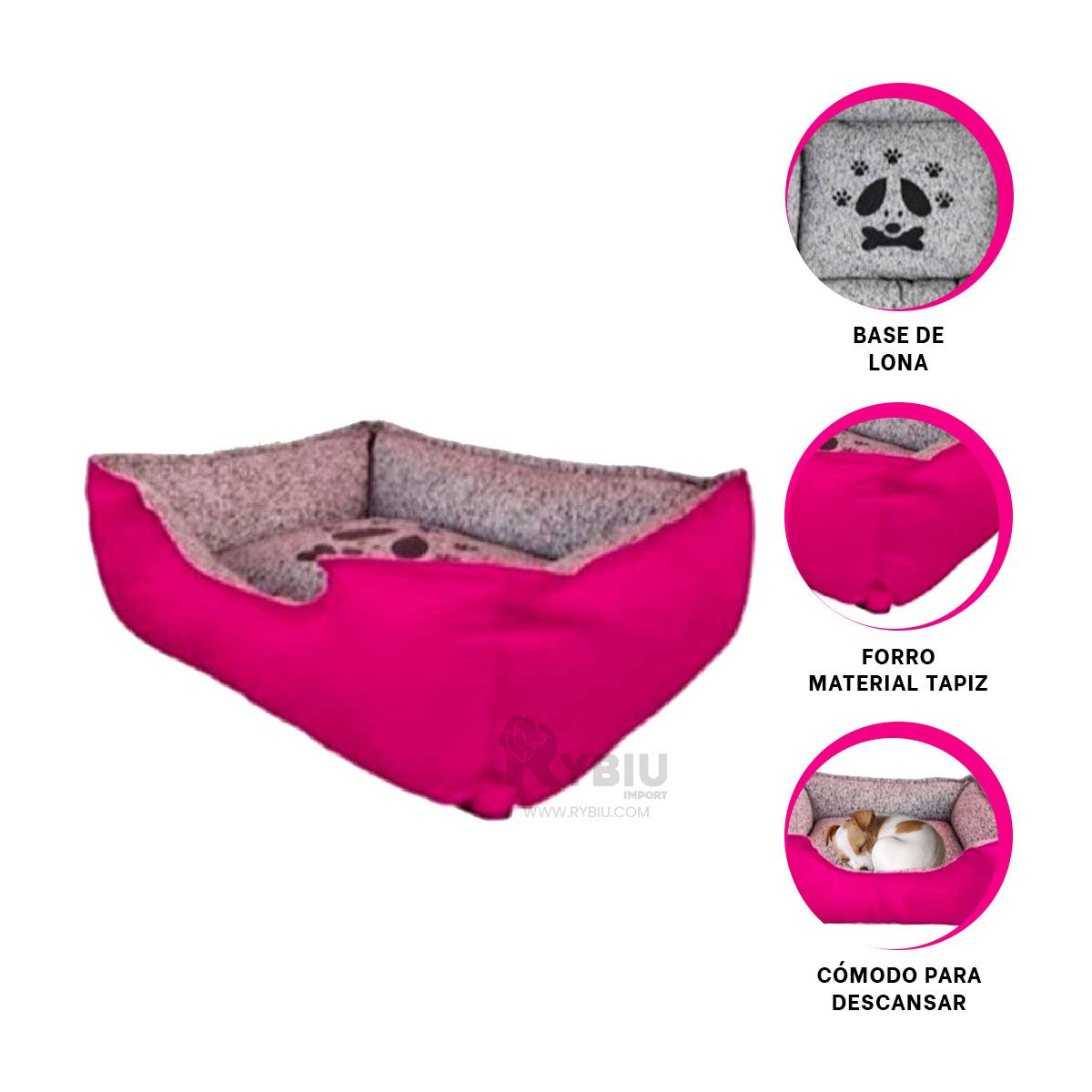 RYBIU IMPORT - Colchon Comodo de Perro Talla L de Fucsia Y+Gift MiniAgenda