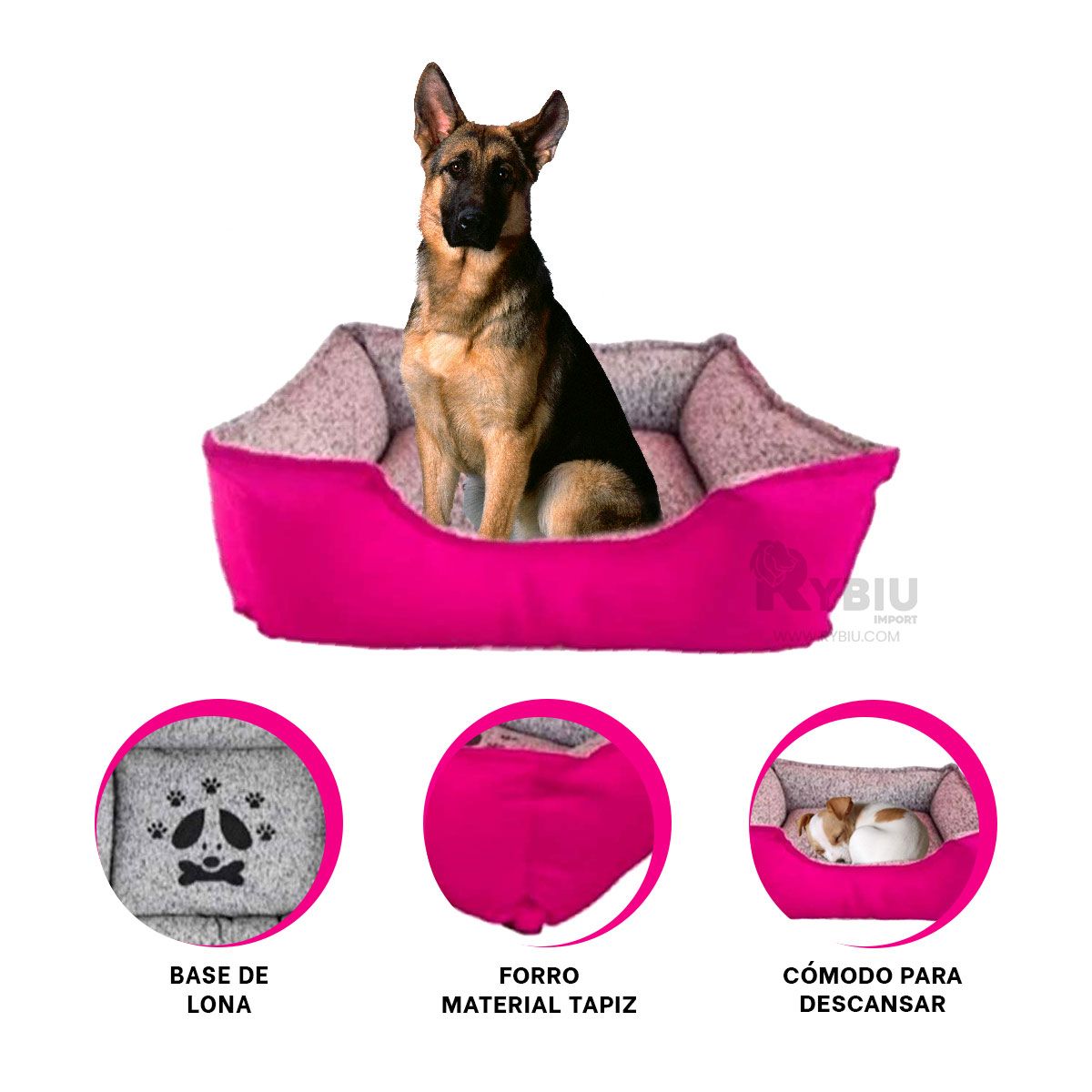 RYBIU IMPORT - Colchon Comodo de Perro Talla L de Fucsia Y+Gift MiniAgenda