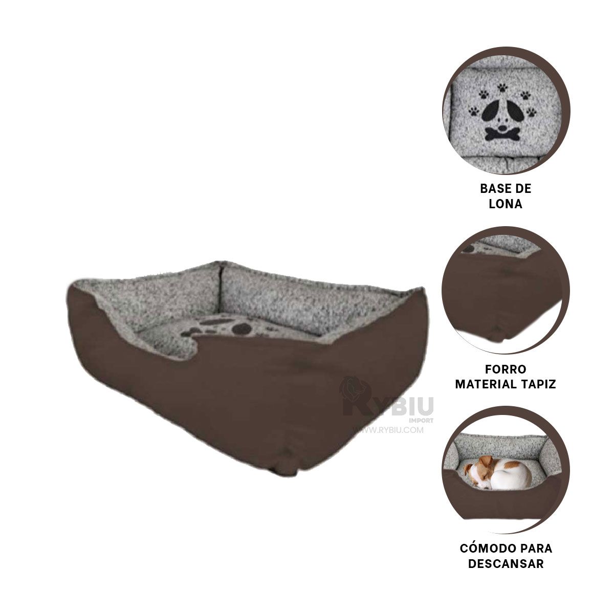 RYBIU IMPORT - Colchon Comodo de Perro Talla L de Marron Y+Gift MiniAgenda