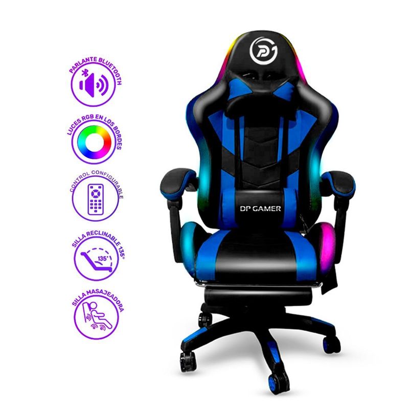 S/M - Silla Gamer DP PRO-LB luz RGB Bluetooth Color Azul