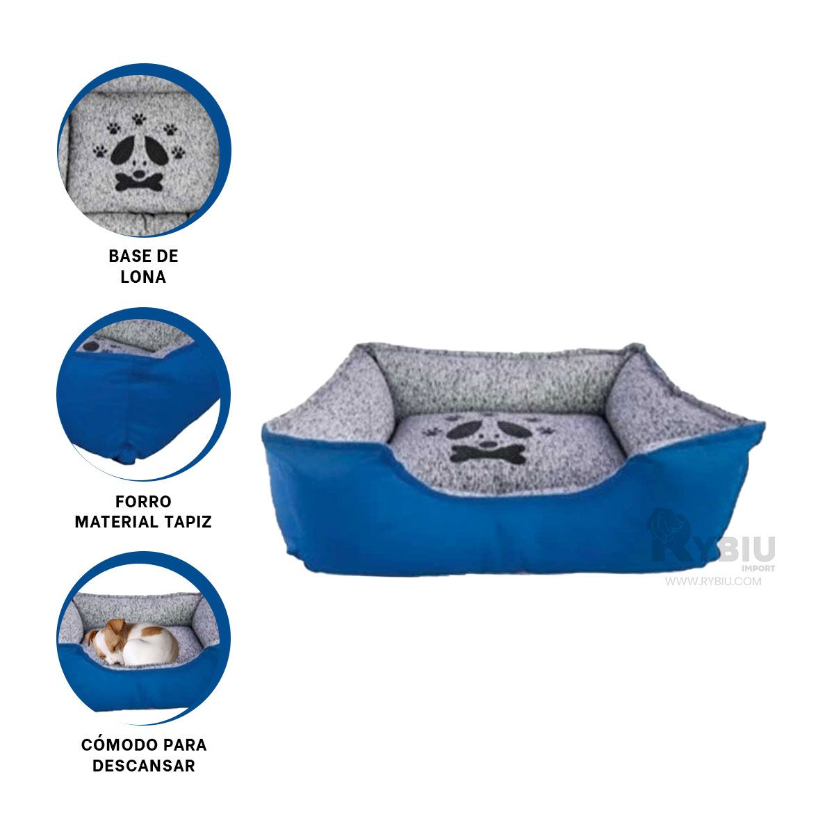 RYBIU IMPORT - Colchon Comoda para Perros Talla M en Azul Y+Gift Stickers
