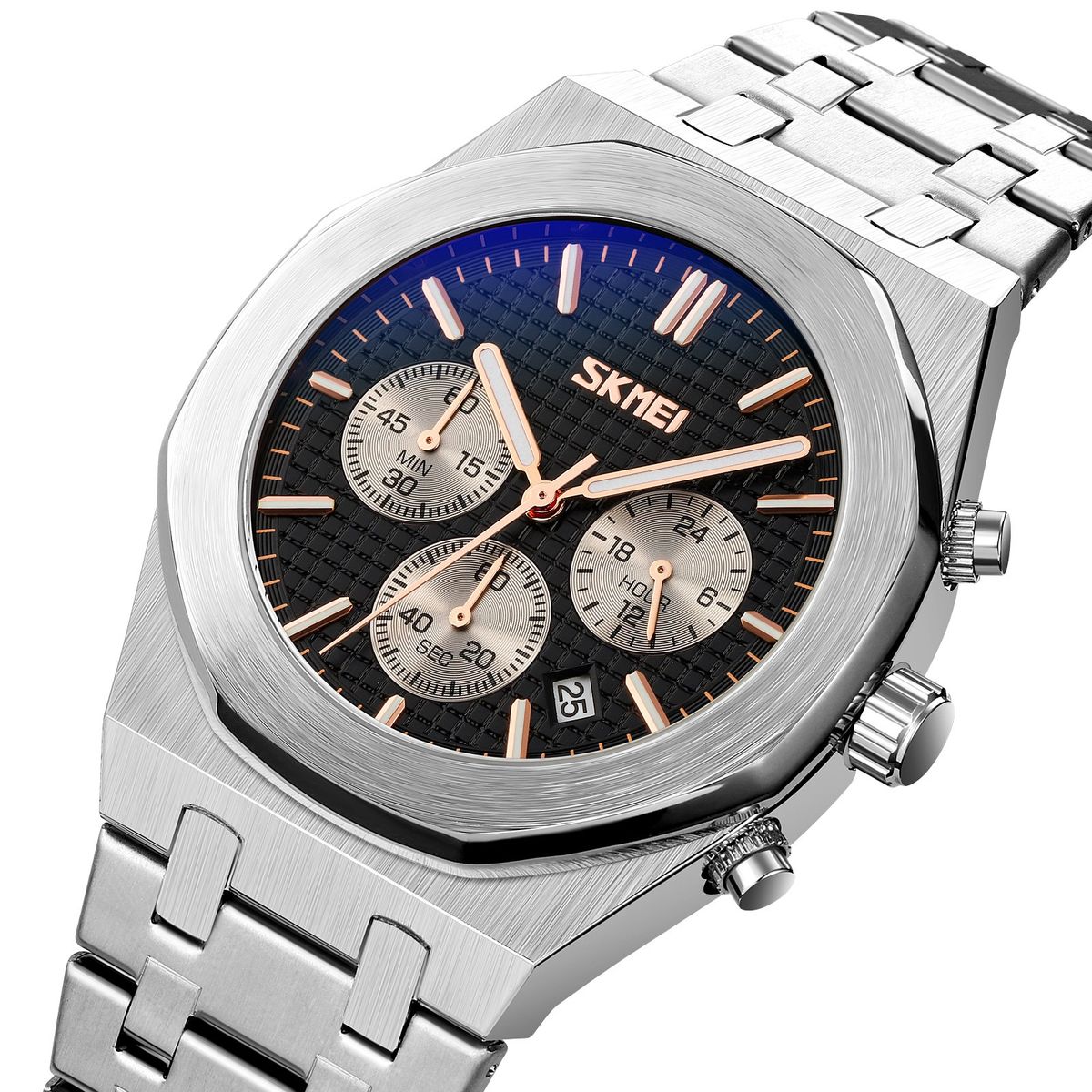 SKMEI - Reloj Skmei 9296 Plateado dial Negro Cronómetro