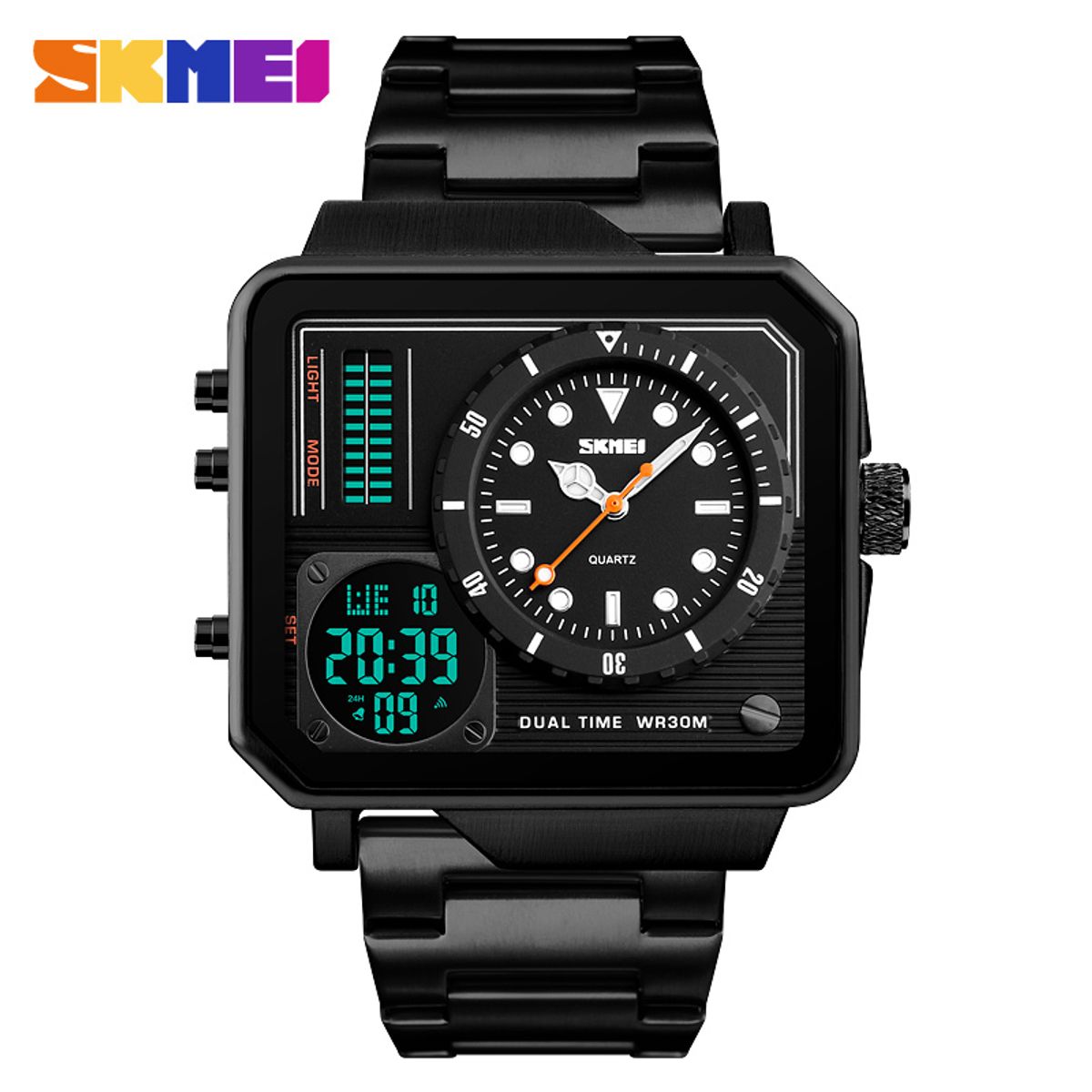 SKMEI - Reloj Skmei 1392 Negro Correa Acero Digital Analogico_.