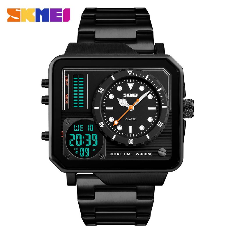 SKMEI - Reloj Skmei 1392 Negro Correa Acero Digital Analogico_.