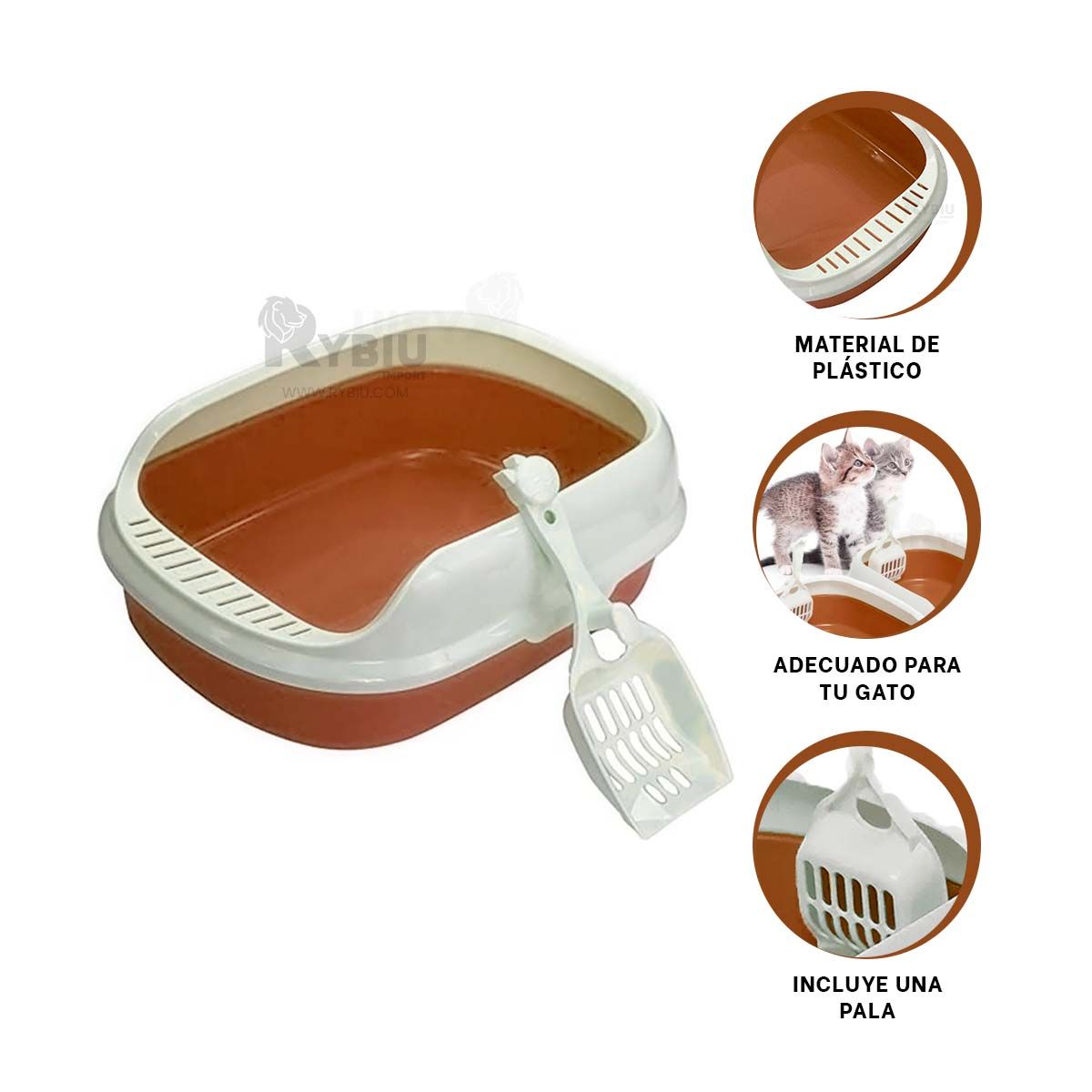 GENERICO - Caja Residual para Gatos con Paredes Marron Y+Gift Stickers