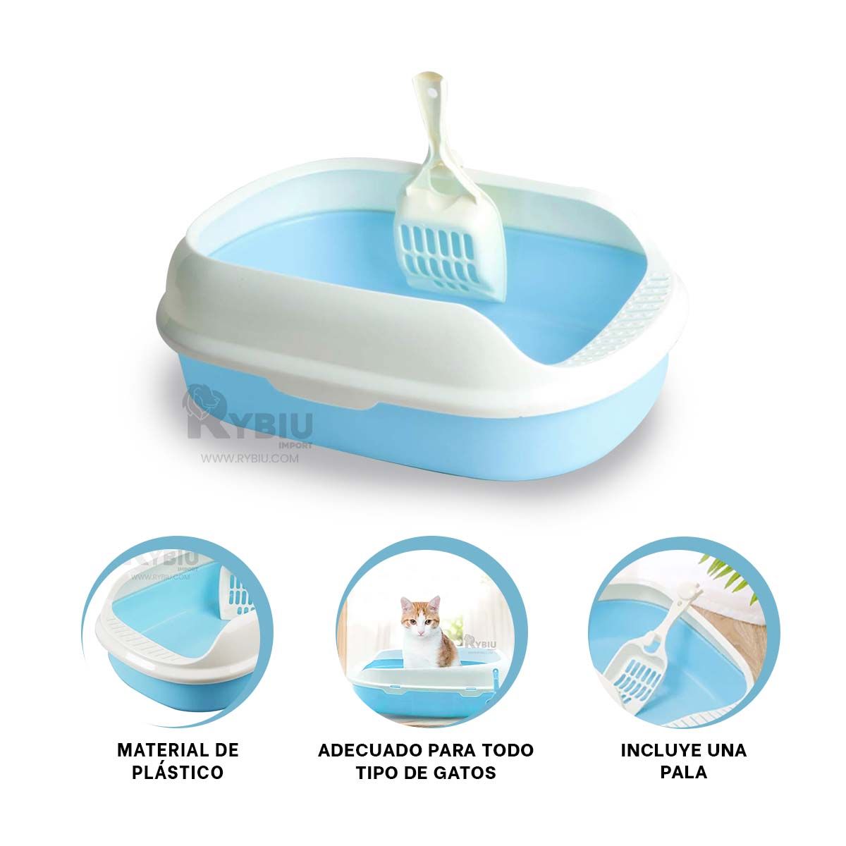 GENERICO - Arenero para Gatos Compacto para Colocar Arena Tono Azul