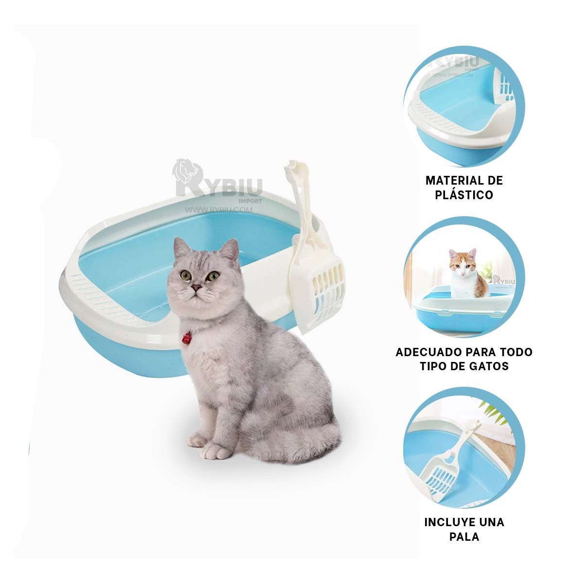 GENERICO - Bandeja para Animal Casero en Azul Y+Ligas de Regalo