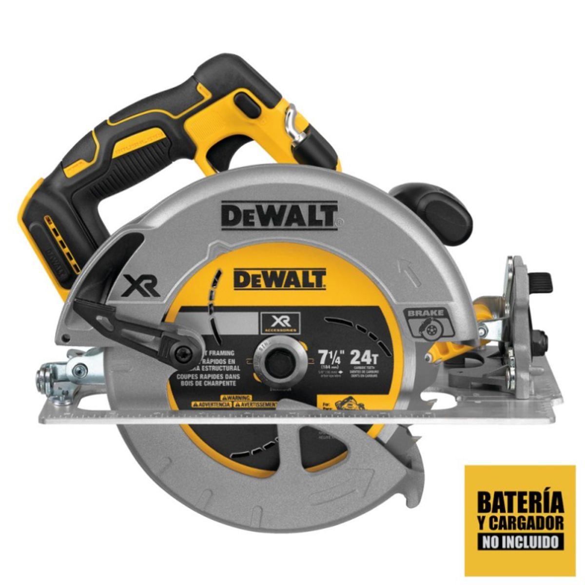 DEWALT - Sierra Circular 7 1/4" 20V Xr 5500 Rpm Baretool Dewalt DCS570B ( Bateria y cargador no incluido)