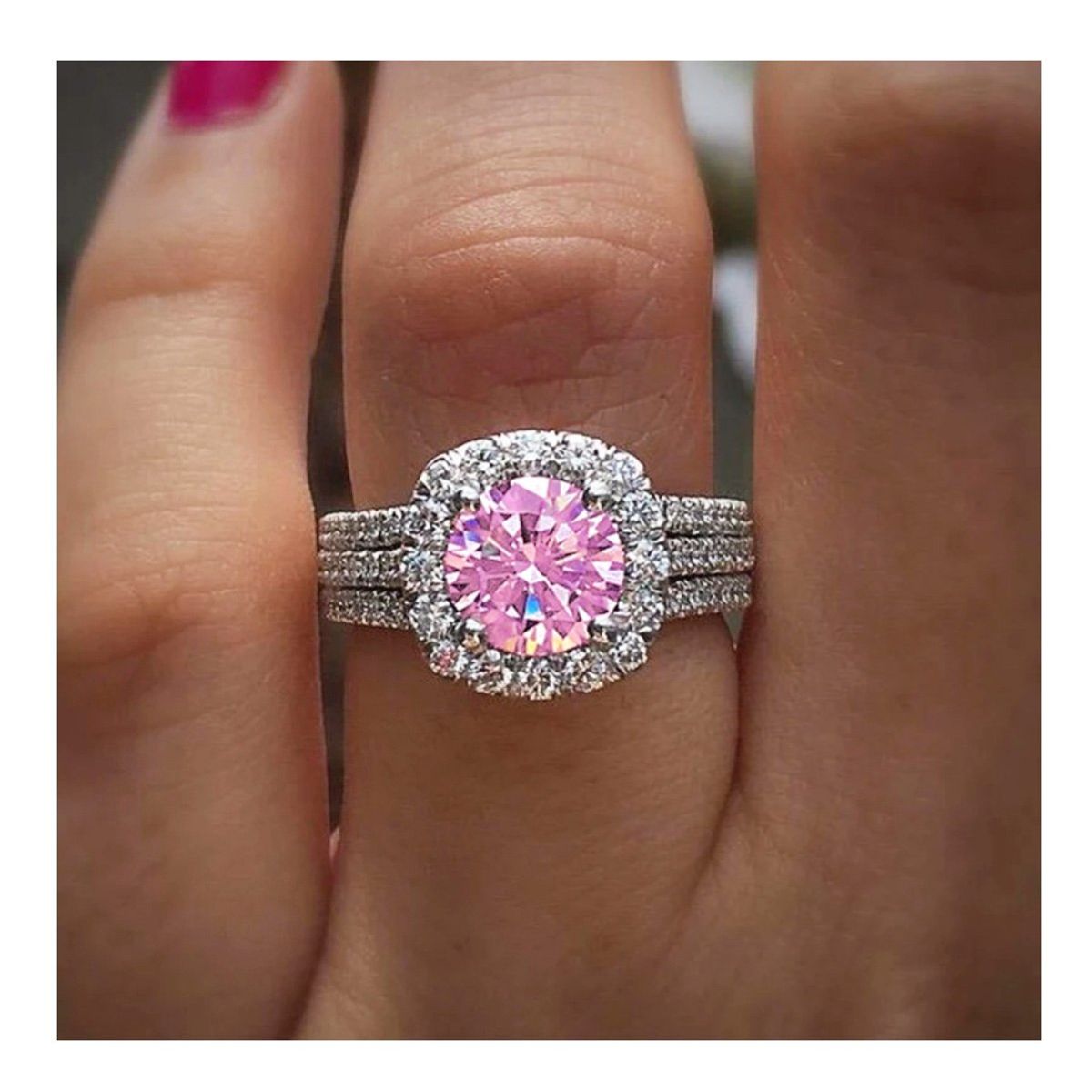 LA TIENDA 88 JOYAS Y ACCESORIOS - La Tienda 88 - Anillo De Luxe con Cristales Mujer Bañado en Oro - Rosa