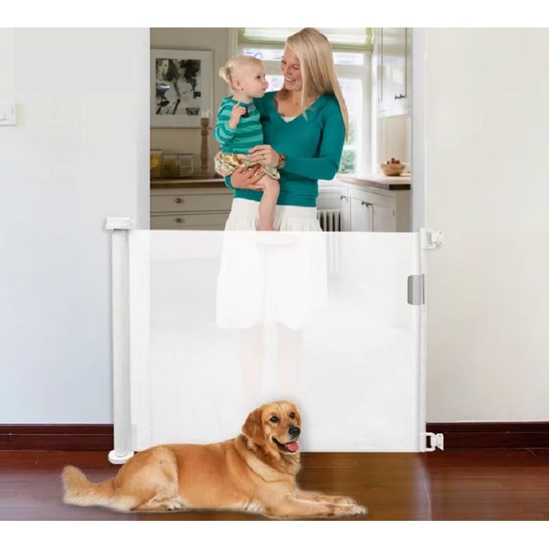 GENERICO - Puerta de Seguridad para Bebes Retráctil Color Blanco