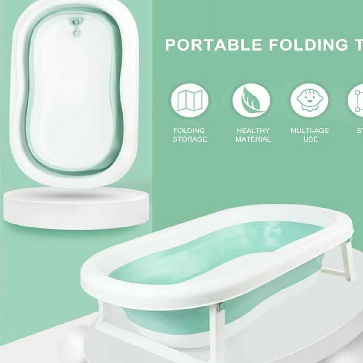 GENERICO - Bañera Plegable para Bebes  con Cojín Compacta , Gris