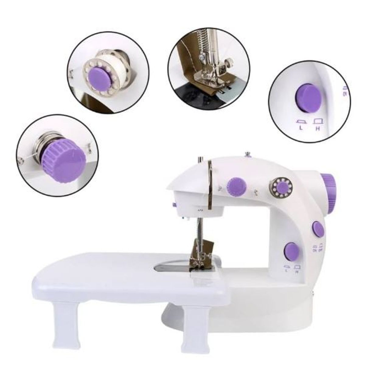 GENERICO - Mini Maquina de Coser con Pedal y Mesa de apoyo