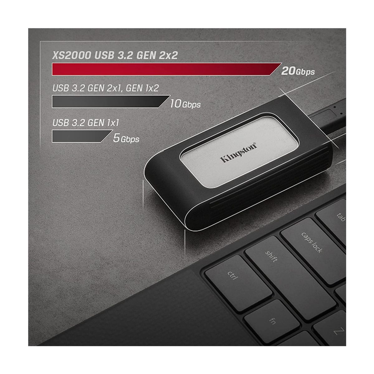 KINGSTON - DISCO Externo PORTABLE SSD KINGSTON XS2000 500GB USB C 2000MBS VELOZ