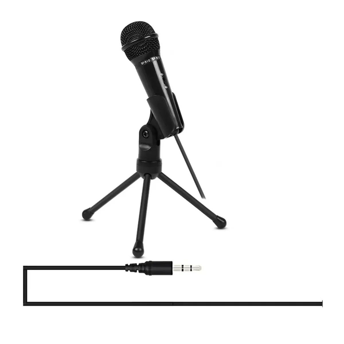 GENERICO - MICRÓFONO DE 3.5 MM CON SOPORTE DE TRÍPODE PARA PC NEGRO