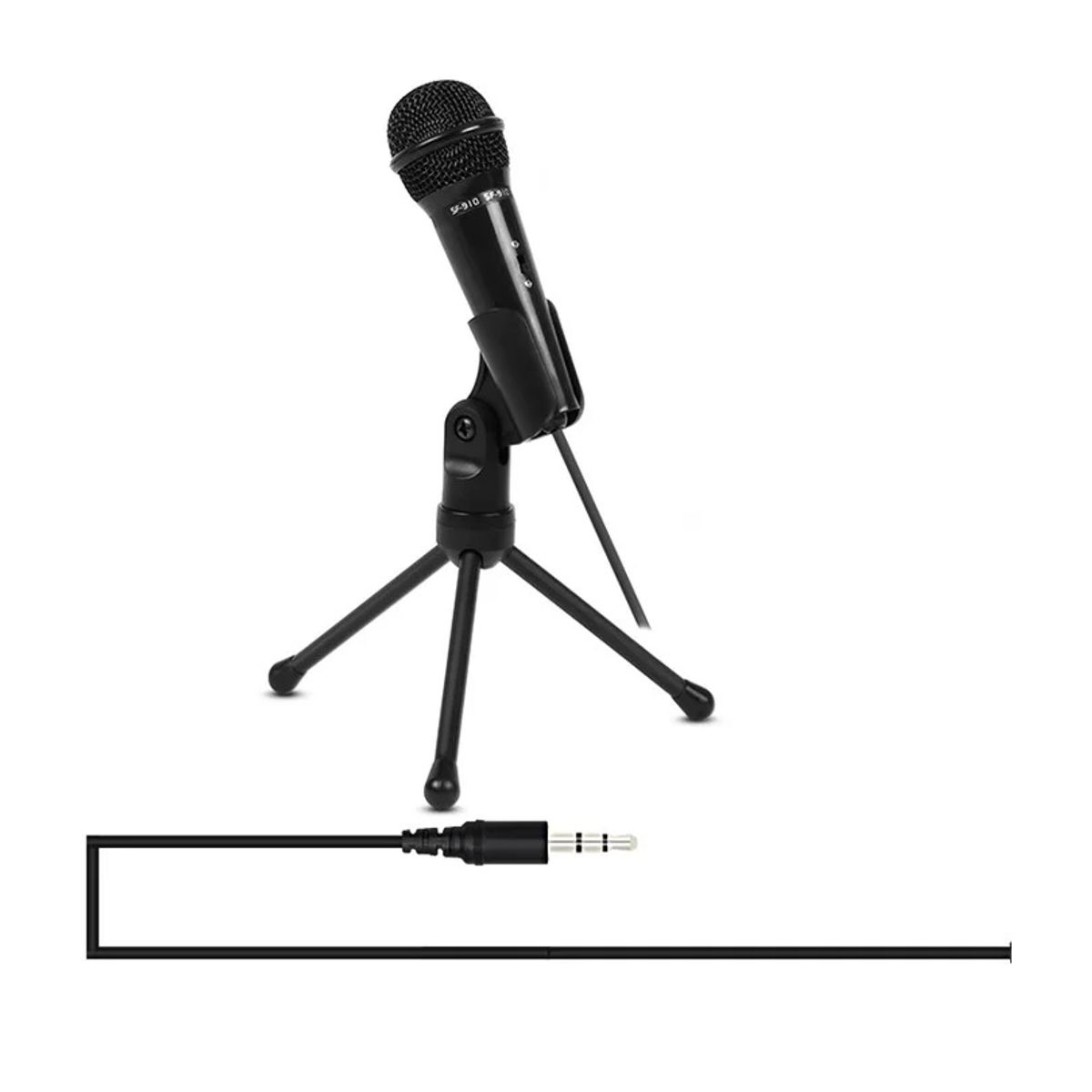 GENERICO - MICRÓFONO DE 3.5 MM CON SOPORTE DE TRÍPODE PARA PC NEGRO