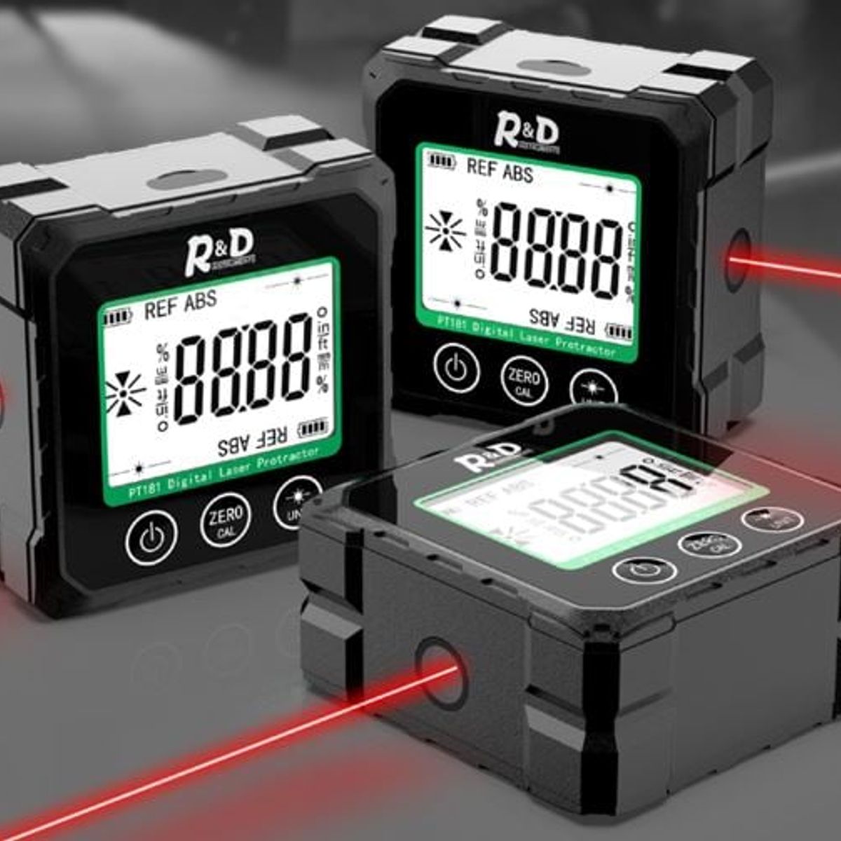 GENERICO - Inclinómetro Digital Con Laser Batería Recargable 4 lados magnéticos
